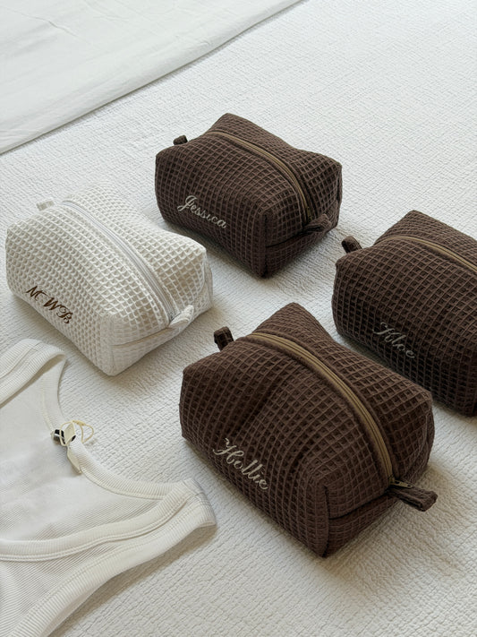 Brown Waffle Wash Bag