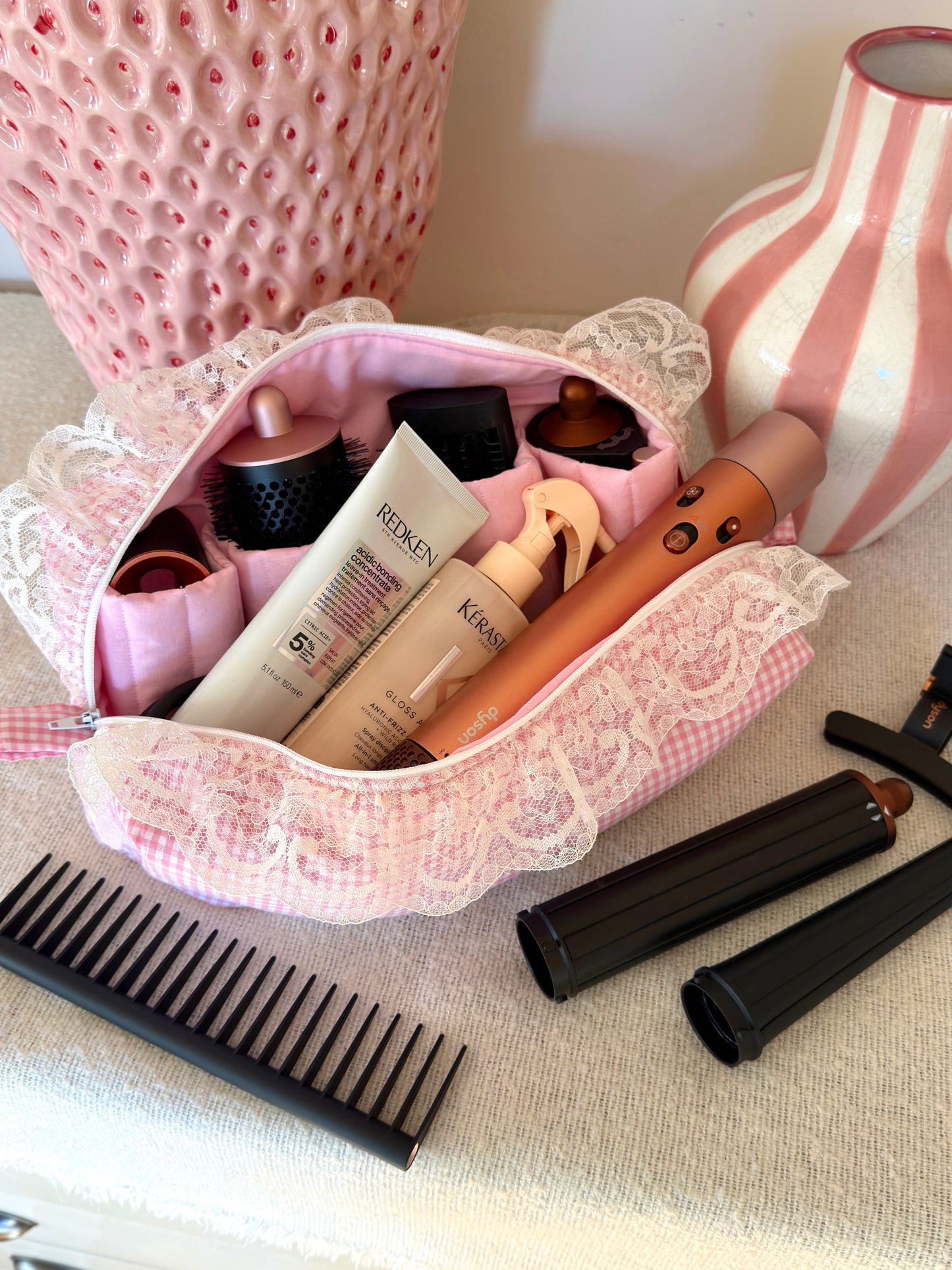 Pink Gingham Lace