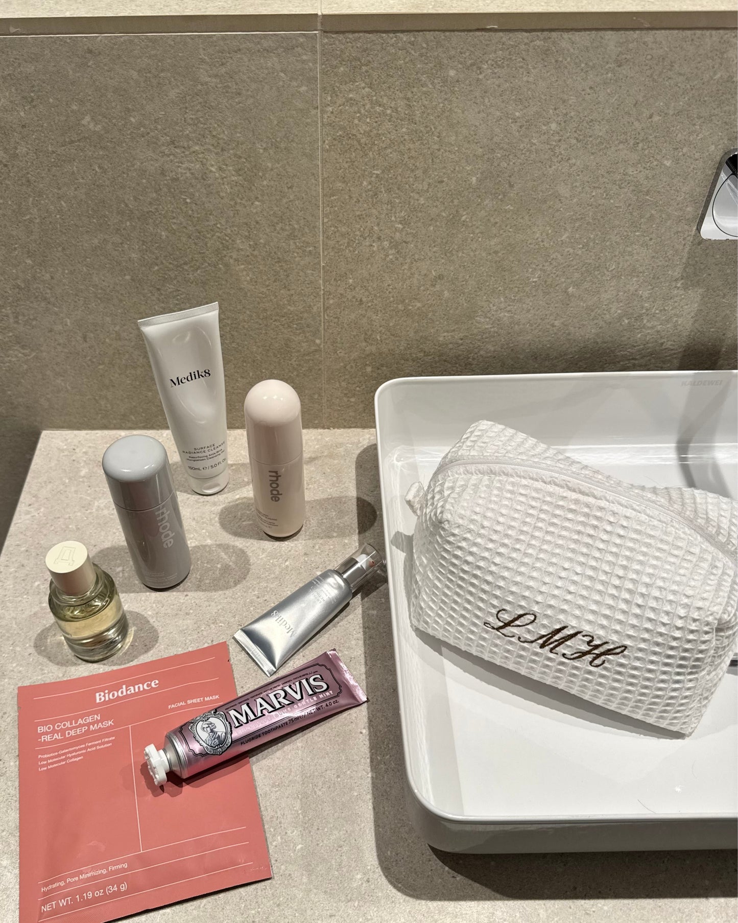 White Waffle Wash Bag