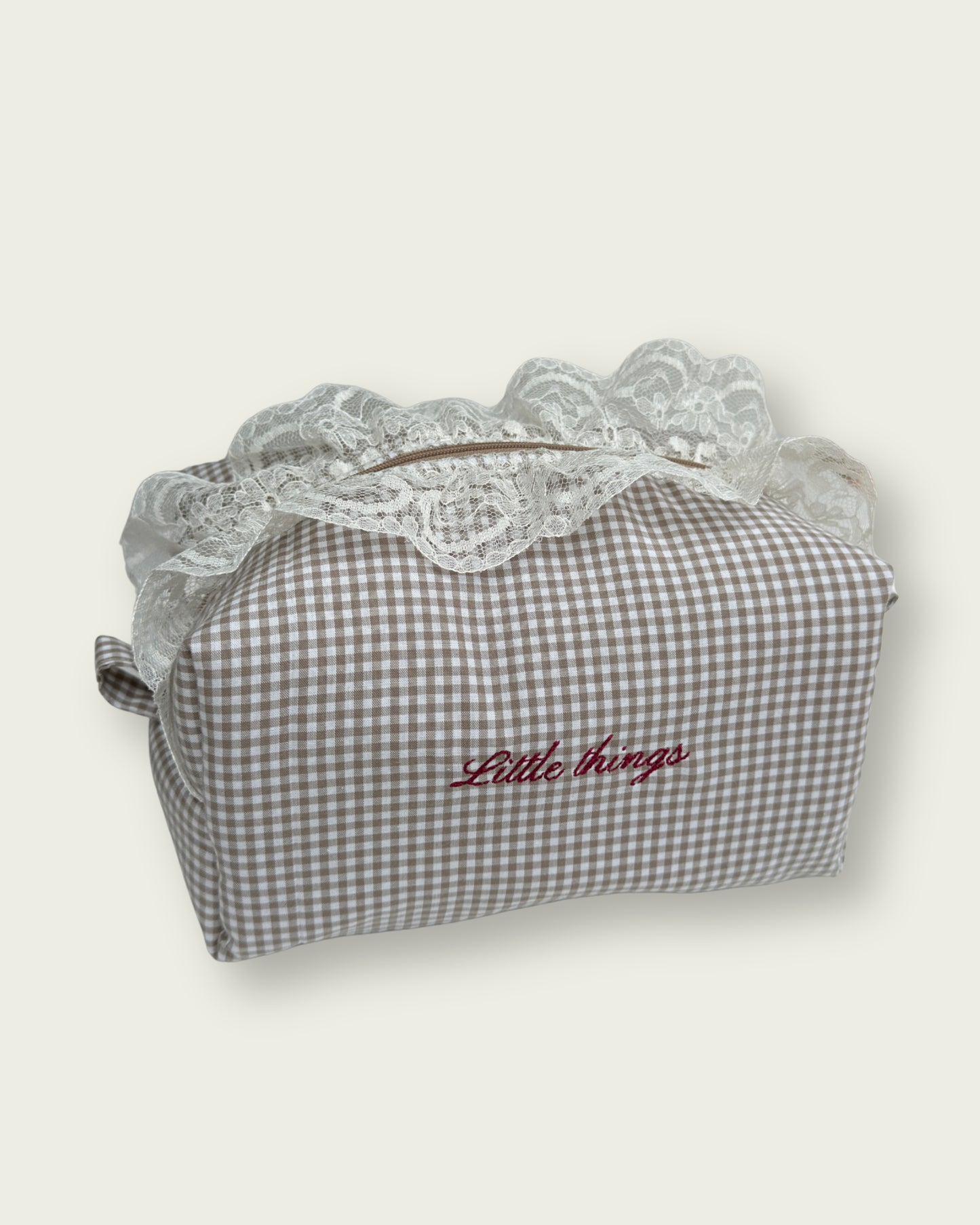 Beige Gingham Lace - Small print