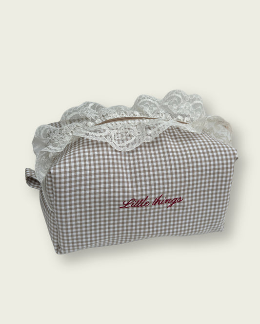 Beige Gingham Lace - Small print